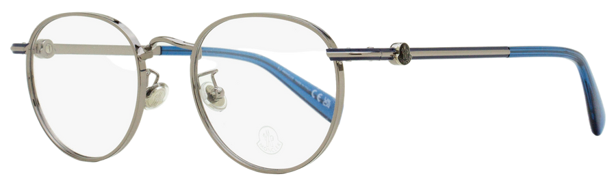 Moncler Oval Eyeglasses Ml5204h 014 Ruthenium-Blue 48mm Ruthenium/blue Metal/plastic(acetate)
