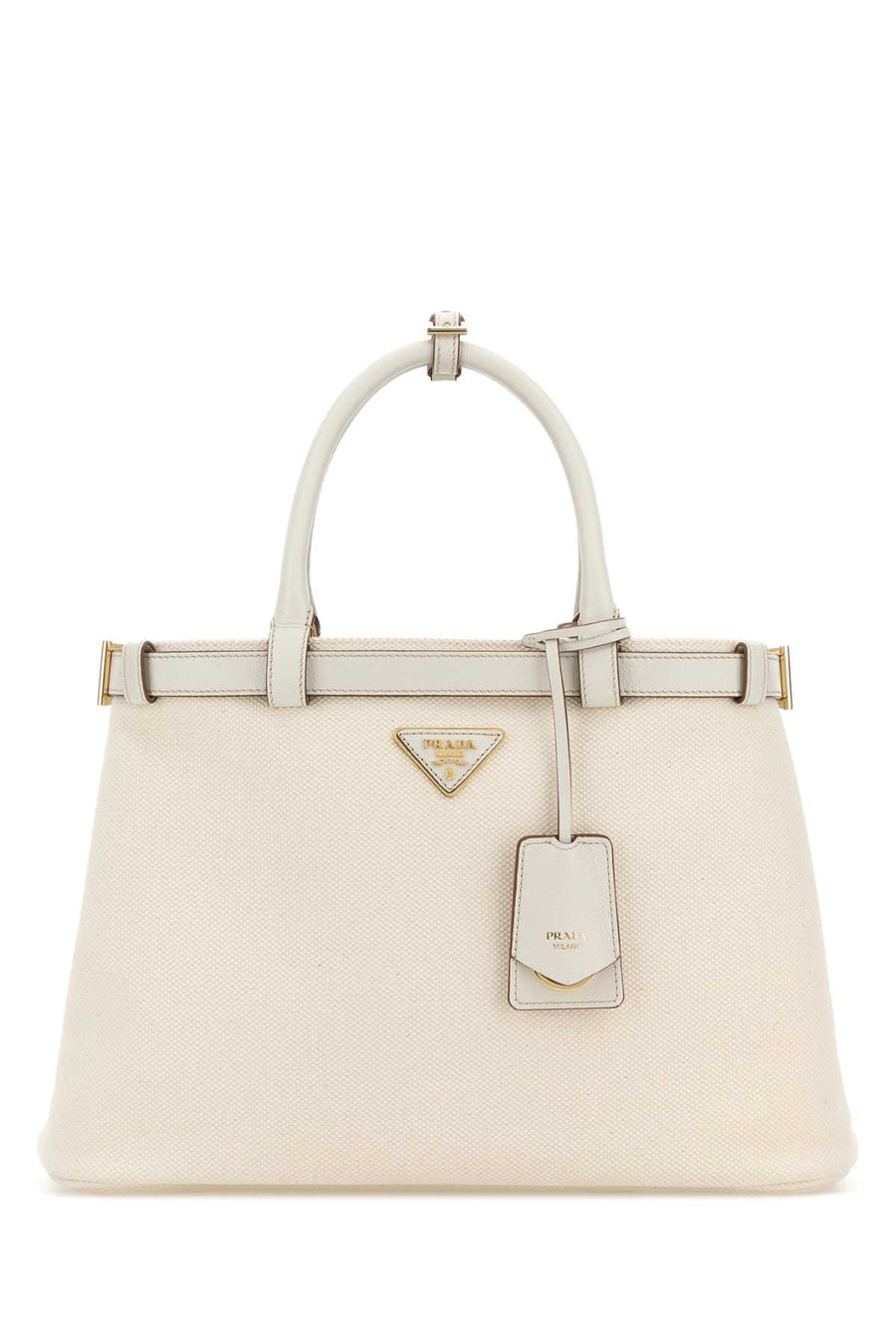 Ivory Canvas Shopping Bag Bianco Co-calf Leather Borse A Mano