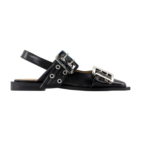 Ganni Leather flat in black