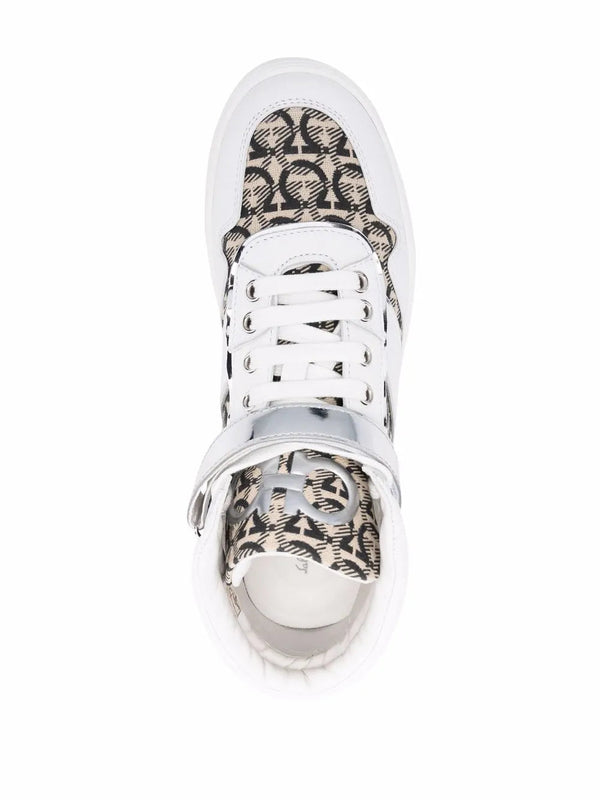 Ferragamo Leather high-top sneaker in white