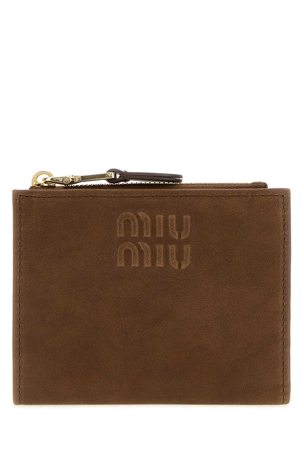 Miu Miu Exterior: 100% Nappa leather; Finishing: Golden metal wallet in brown