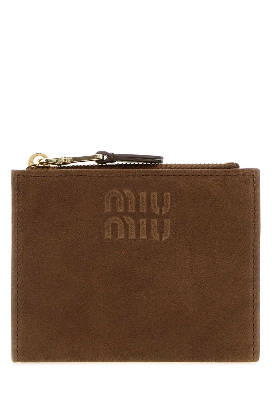 Miu Miu Exterior: 100% Nappa leather; Finishing: Golden metal wallet in brown