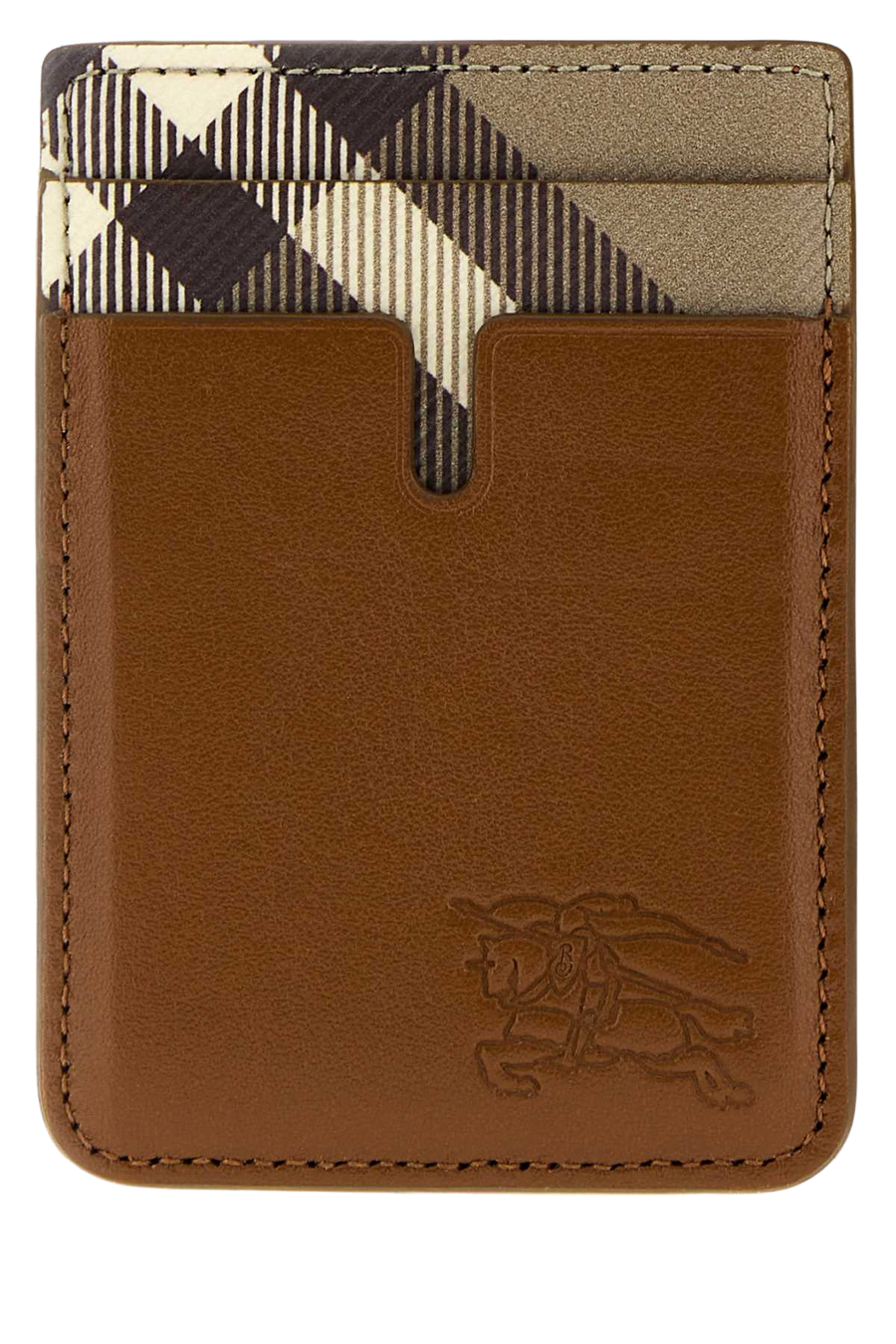 Brown Leather Pop Check Card Holder Hazel Exterior: Calf Portafogli