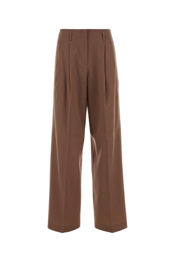 Antiqued Pink Wool Wide-Leg Pant Bronzepink Exterior: Virgin Pantaloni