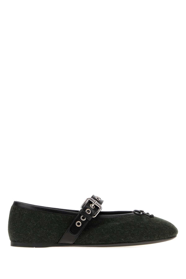 Bottle Green Flannel Ballerinas Loden Ballerine