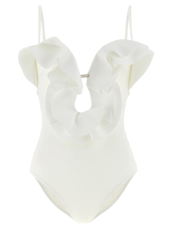 Zimmermann 75% Polyamide one-piece swimsuit in white
