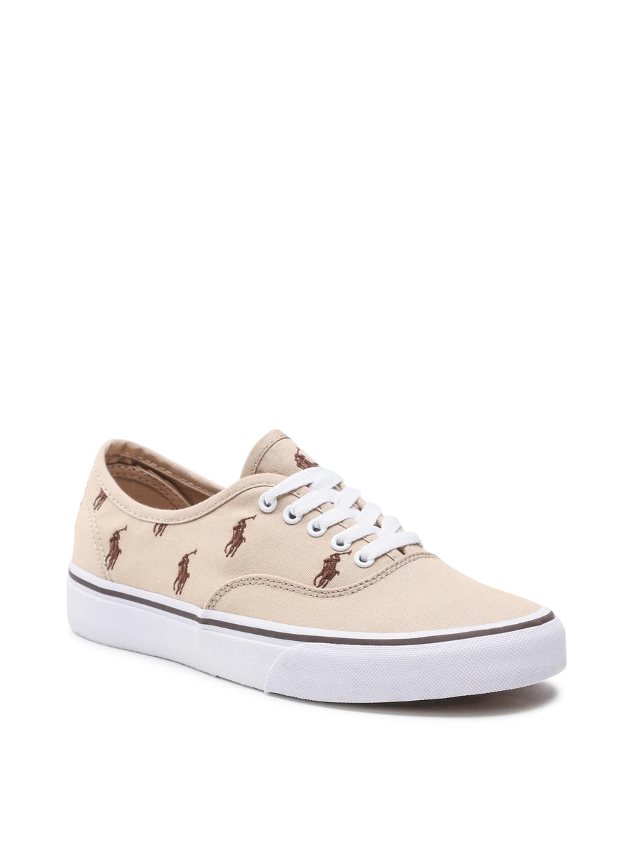 Keaton Pony Logo Skate Sneakers Beige Shoes >