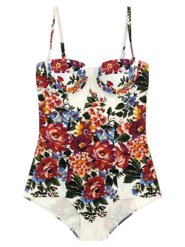 Dolce & Gabbana 74% polyamide one-piece swimsuit in white