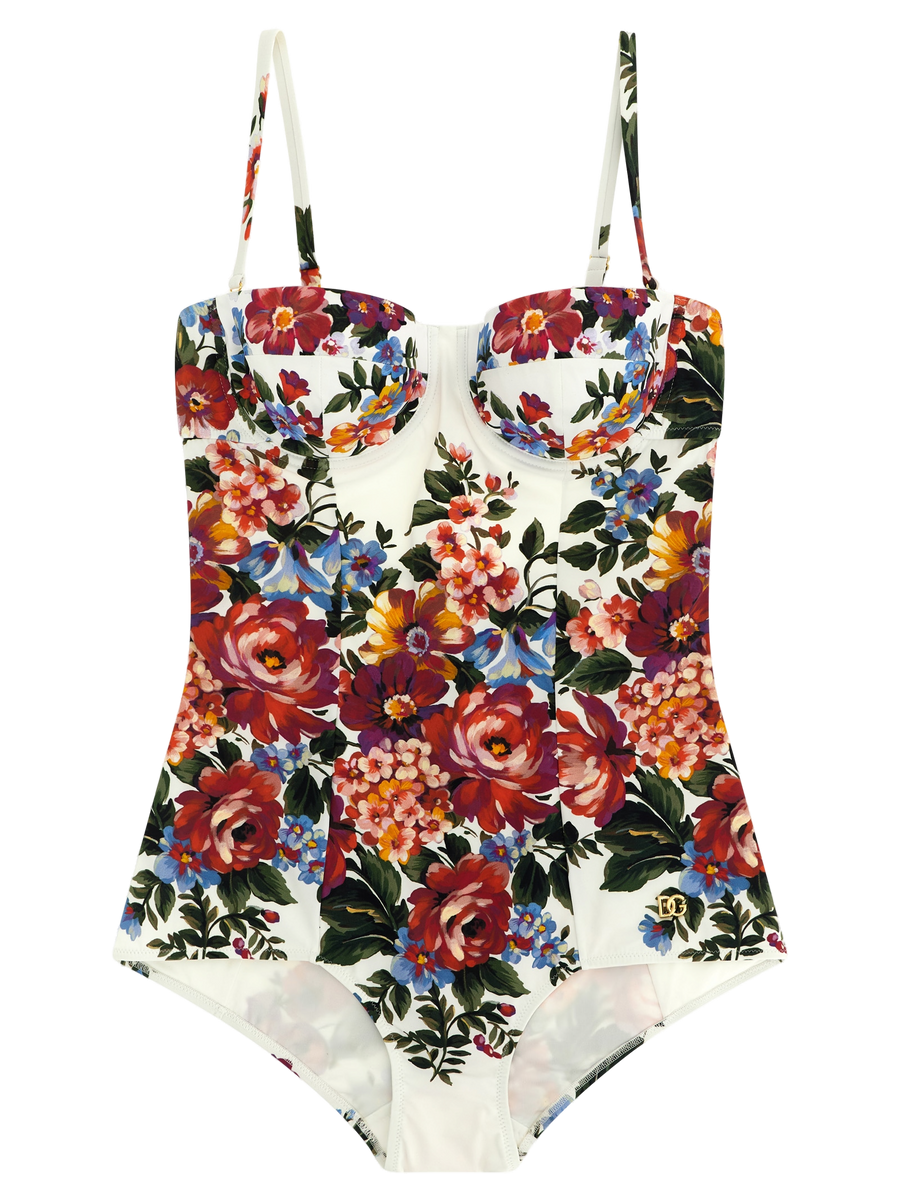 Dolce & Gabbana 74% polyamide one-piece swimsuit in white