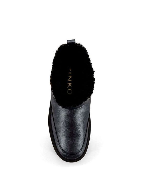 Pinko 100% Cow leather upper boot in black