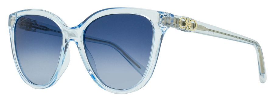 Ferragamo Soft Cat-Eye Sunglasses Sf1056s 456 Transparent Blue 57mm Plastic (acetate)