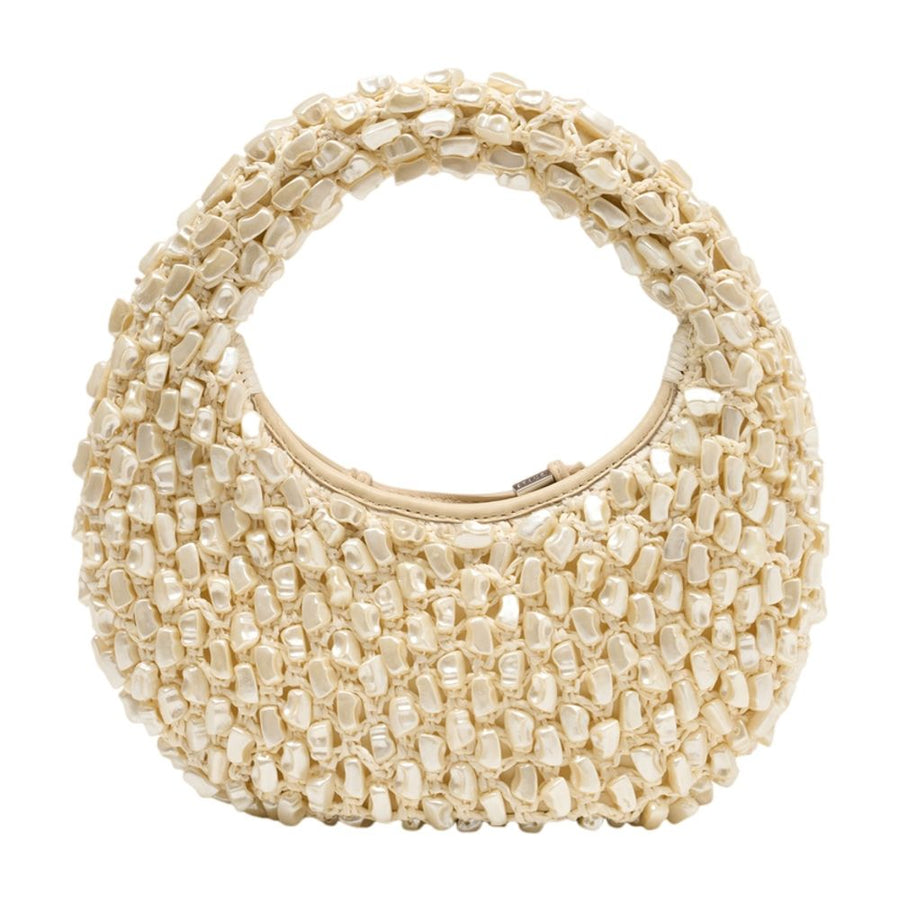 Staud Shell beads top handle bag in ivory