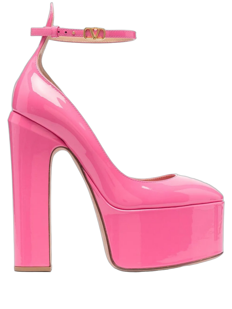 Valentino Patent calf leather platform heel in pink