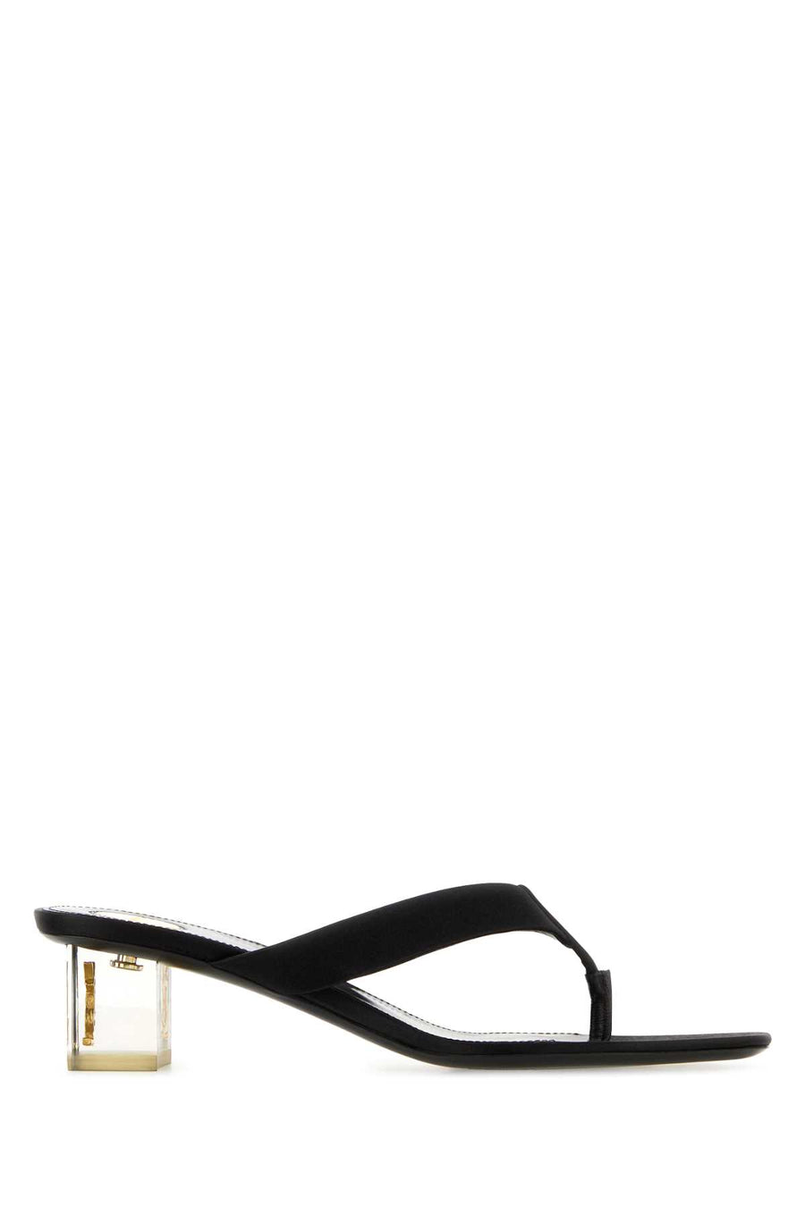 Black Satin Frida Thong Mules Nero Scarpe Con Tacco