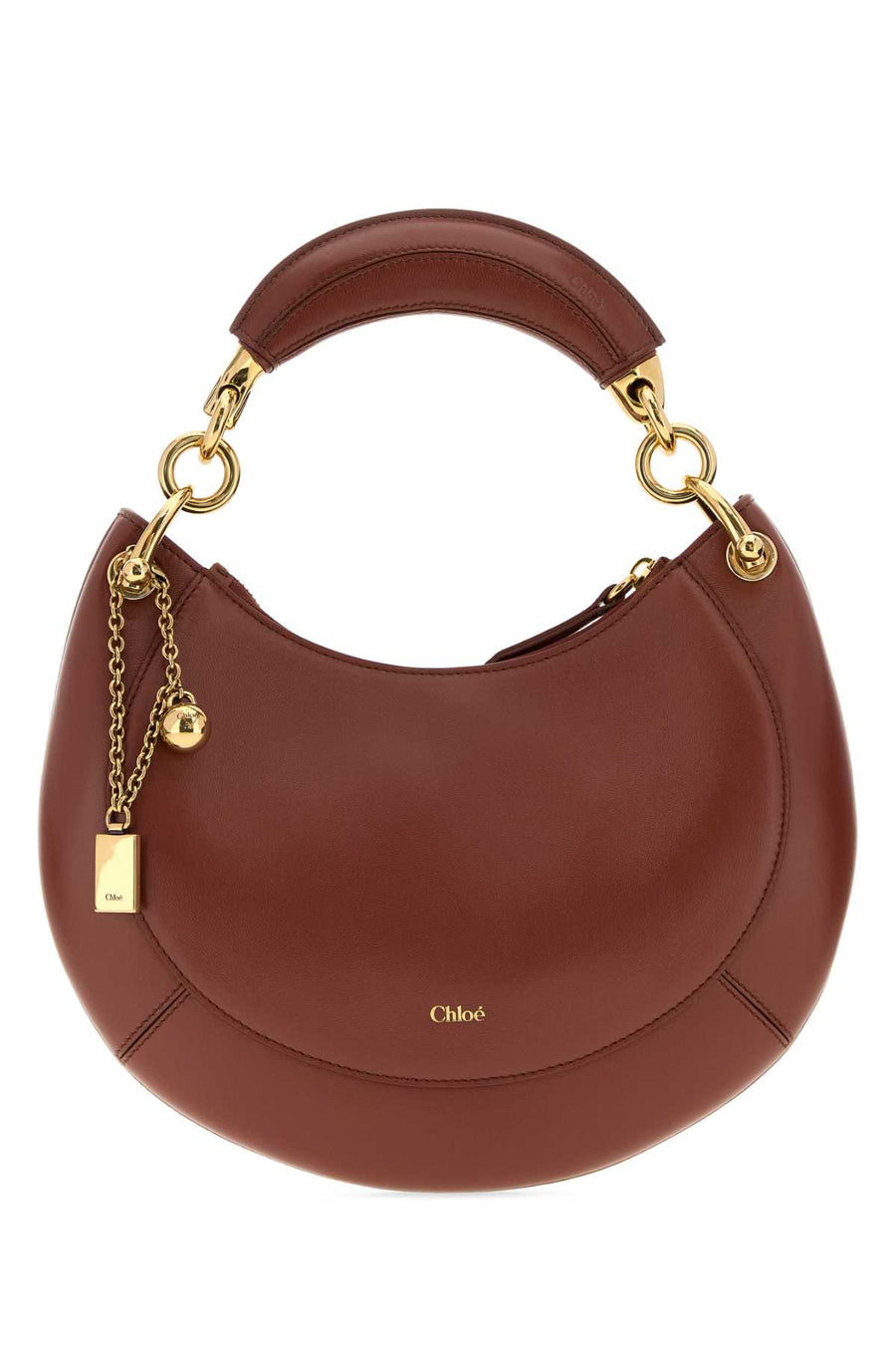 Chloé Exterior: 100% Leather; Lining: 100% Suede; Finishing: Golden metal shoulder bag in brown
