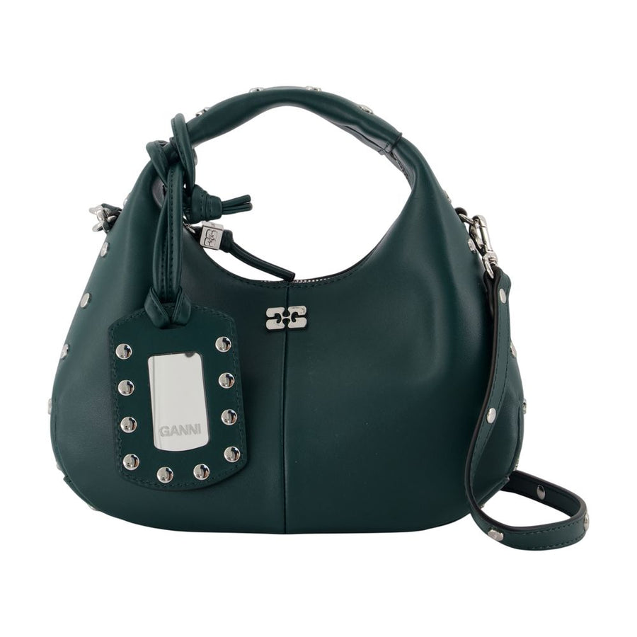 Mini Studs Handbag - Ganni Synthetic Dark Green Bags / Handbags-purses