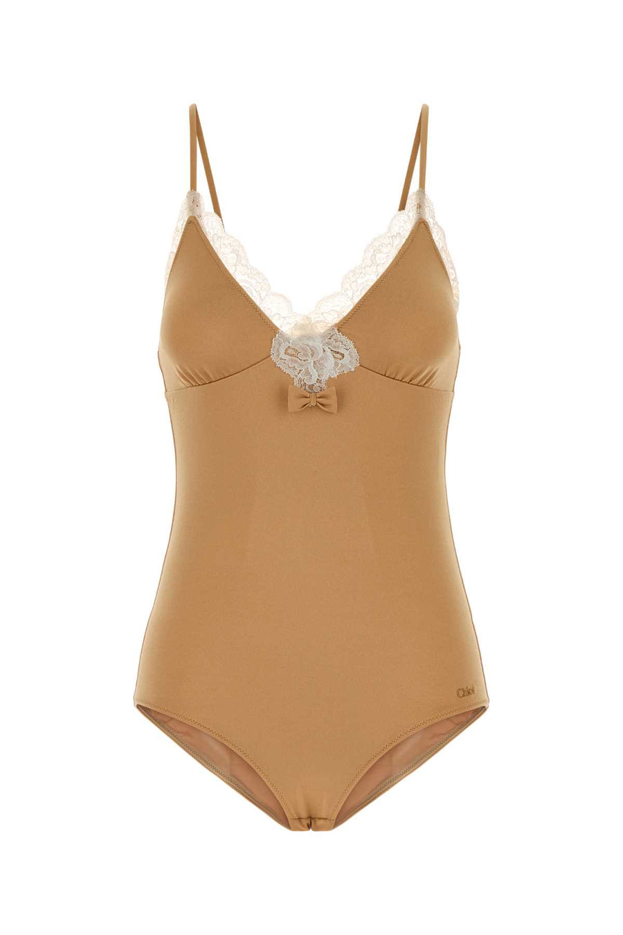 Skin Pink Stretch Nylon Bodysuit Sheerbrown Maglie
