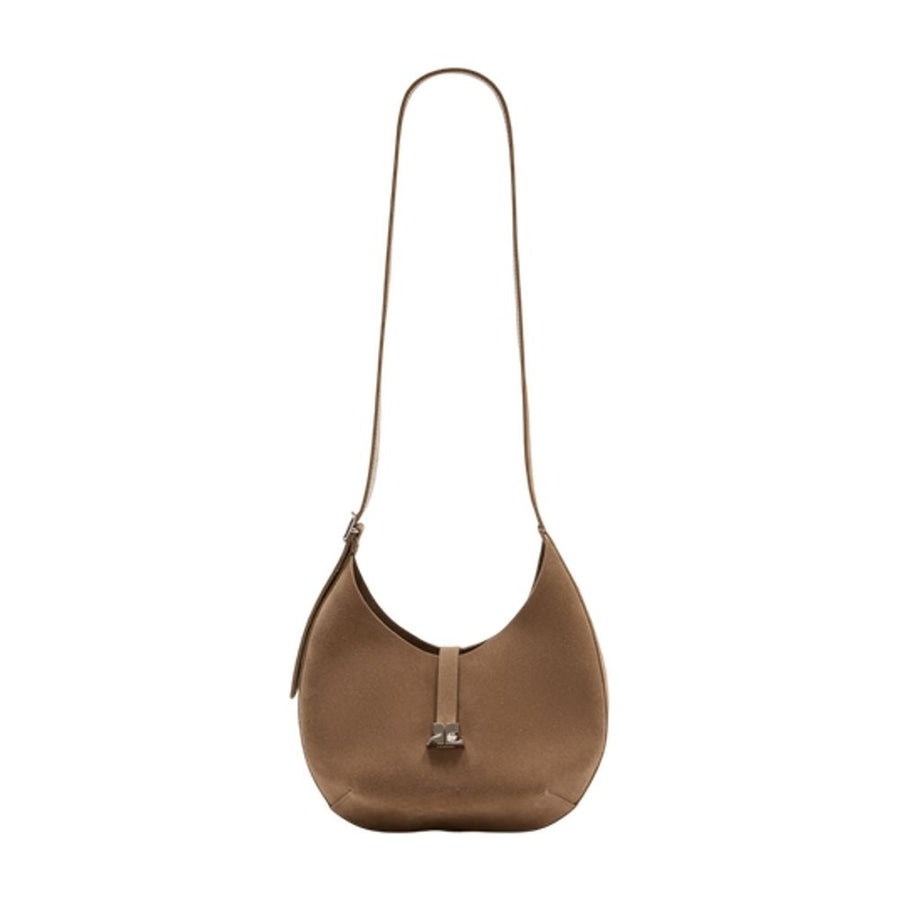 Courreges calfskin shoulder bag in beige