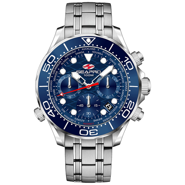 Seapro Stainless steel case watch in blue