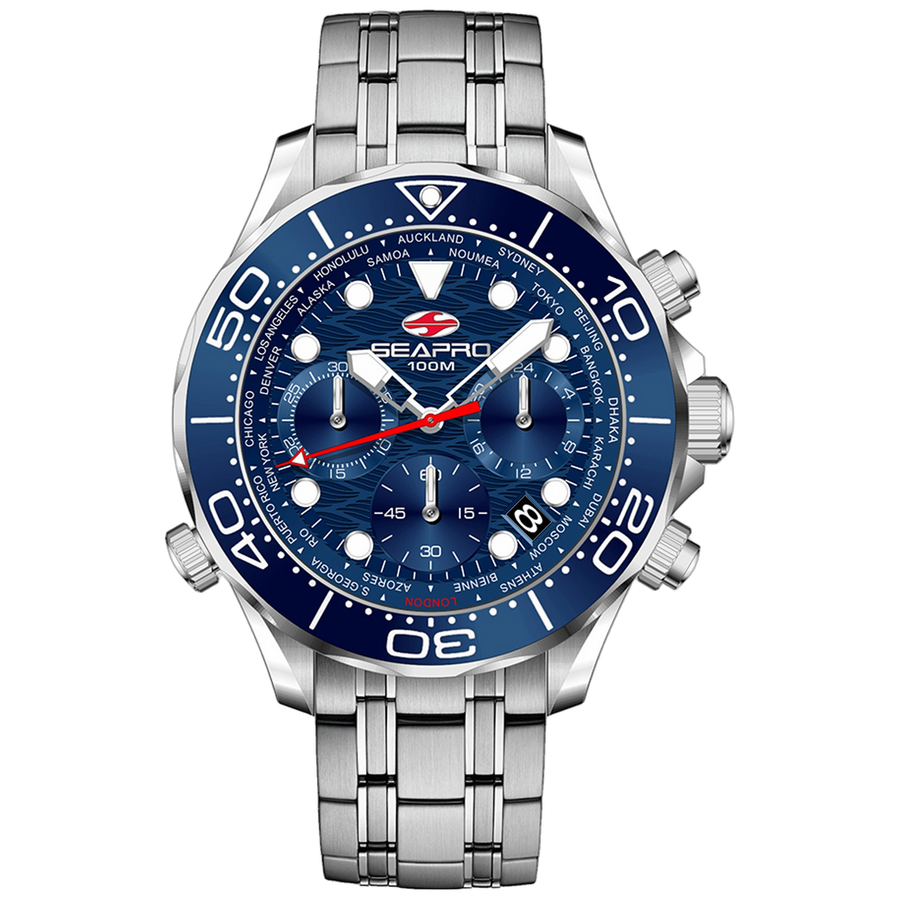 Seapro Stainless steel case watch in blue