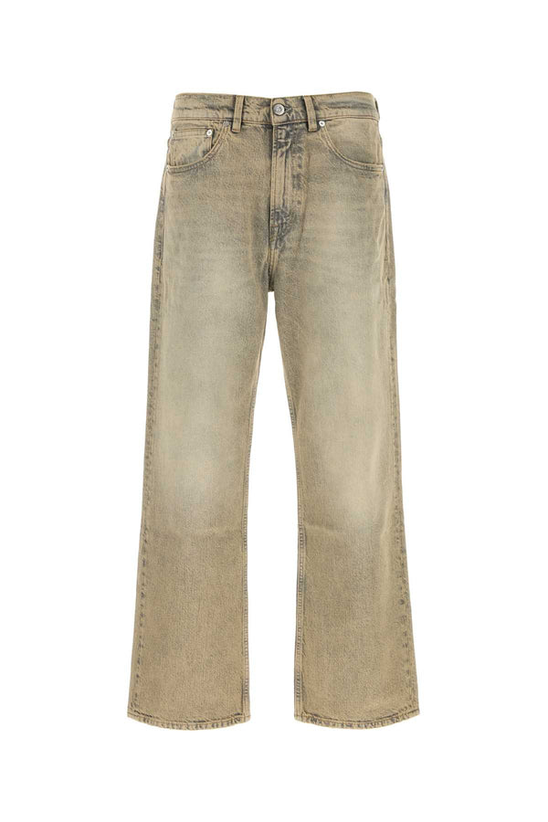 Sand Denim Third Cut Jeans Wolfpack Wash Exterior: Cotton