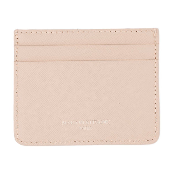 Maison Kitsune Calfskin card case in pink