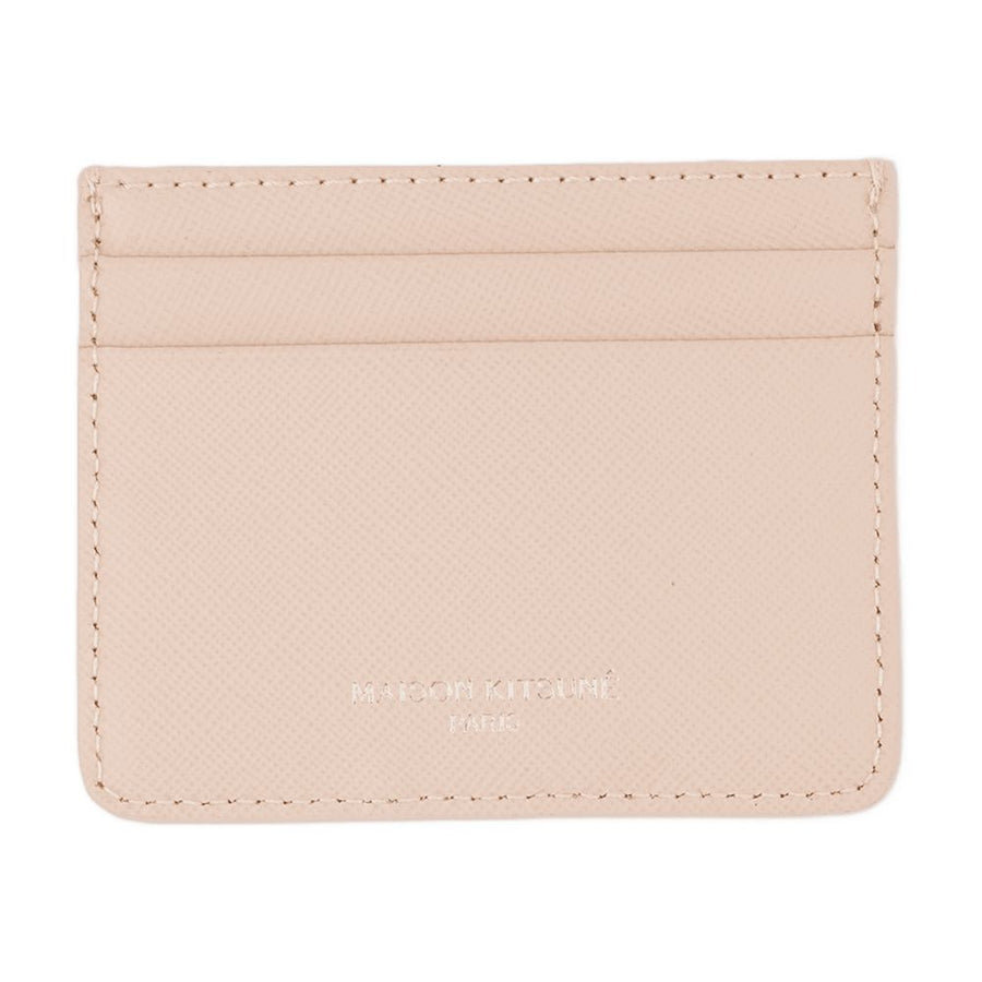 Maison Kitsune Calfskin card case in pink