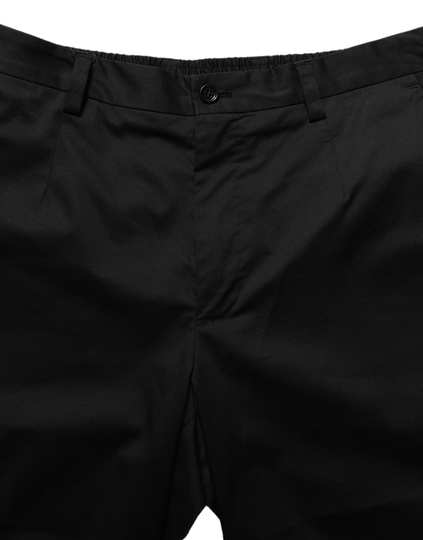 Black Cotton Mid Waist Men Bermuda Shorts Elastane