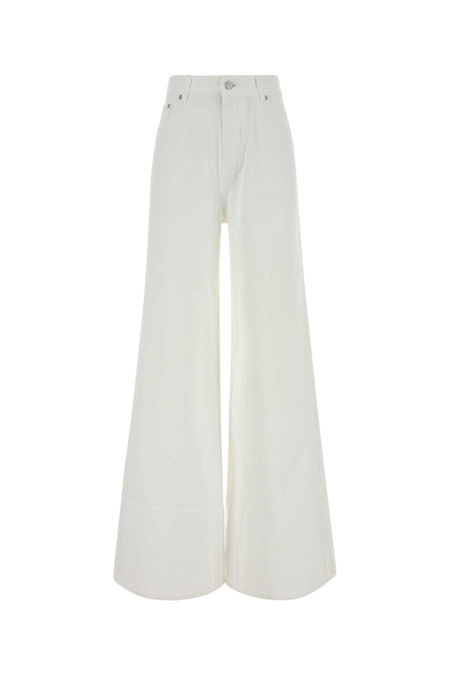 White Denim Wide-Leg Jeans Blanc Exterior: Cotton Pantaloni