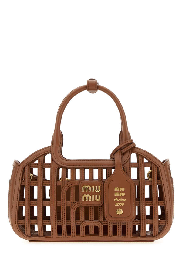 Brown Leather Handbag Cognac Calf Borse A Mano