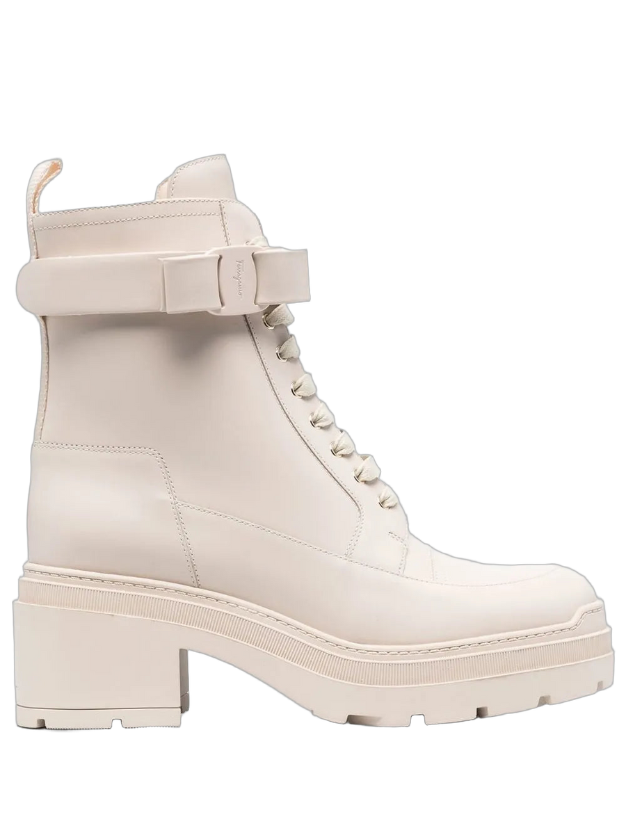 Ferragamo Calf leather ankle boot in white