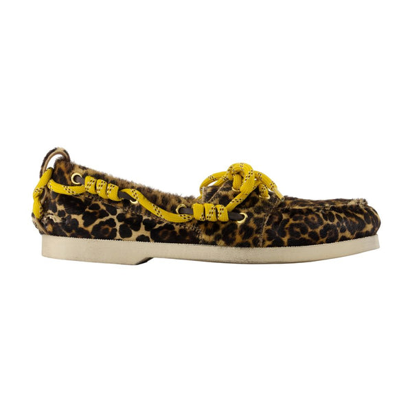 Golden Goose Deluxe Brand Calf hair leopard-print upper boat shoe in brown