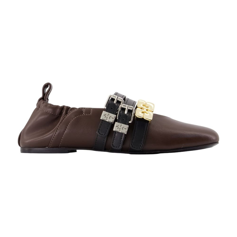 Ganni Synthetic flat in brown