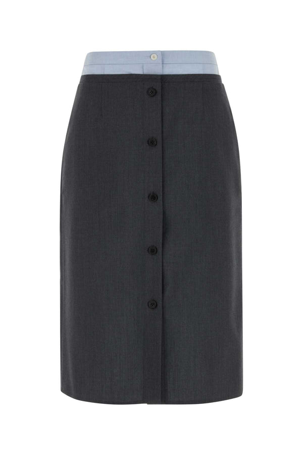 Prada Exterior: 75% Virgin wool 25% Mohair Lining: 68% Cotton 32% Linen skirt in gray