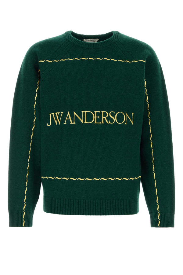 Bottle Green Wool Sweater Pine Exterior: Maglieria