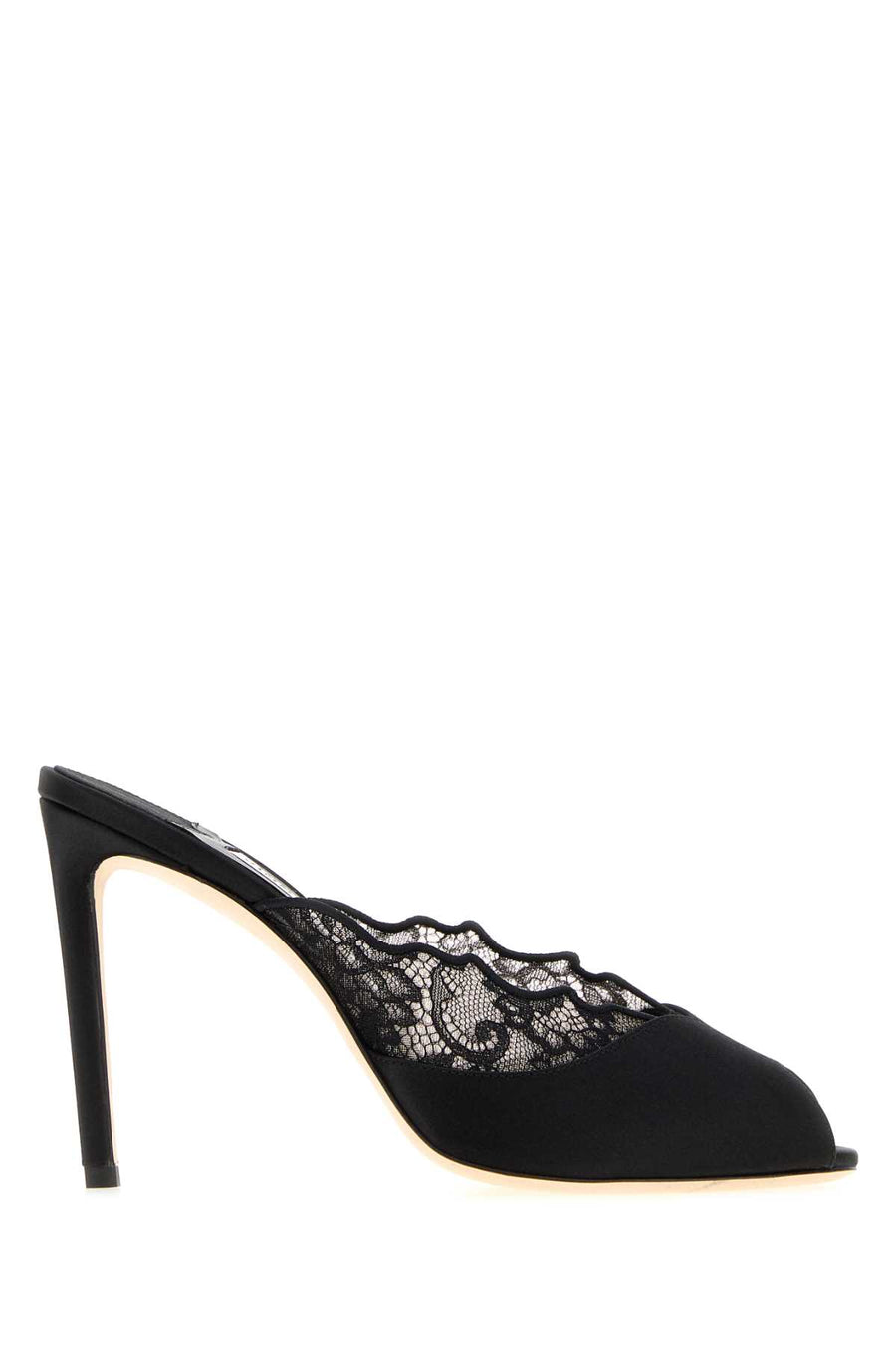 Black Satin And Lace Brigitte Mules Blackblack Scarpe Con Tacco