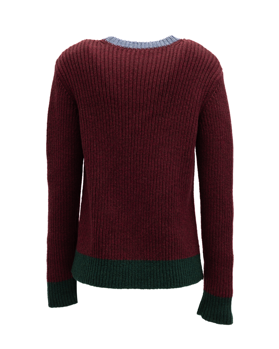 Burgundy Ribbed Knit Sweater Clothing