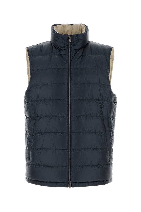 Navy Blue Nylon Sleeveless Down Jacket Blu/chantilly Piumini