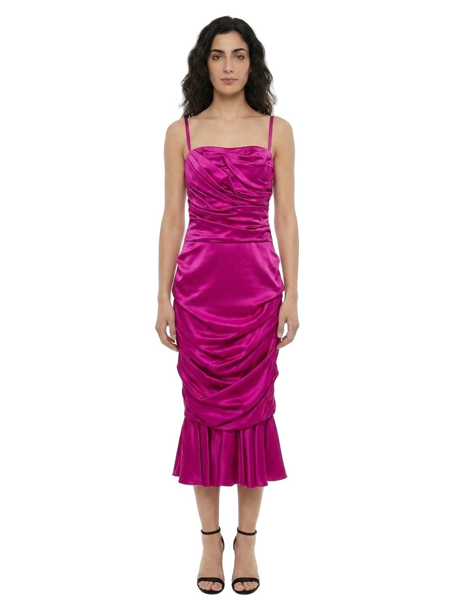 Purple Elastane Cocktail Dress