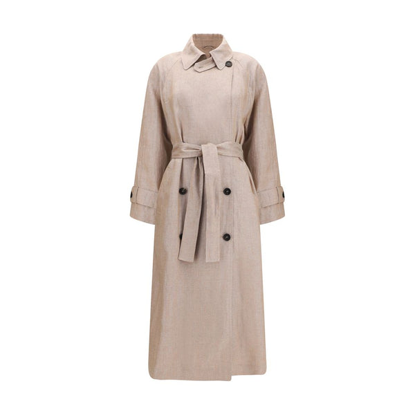 Brunello Cucinelli 92% Linen trench coat in beige
