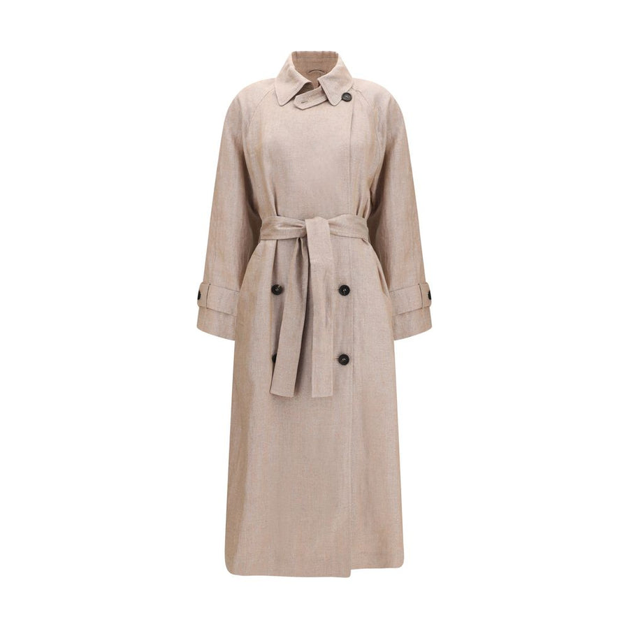 Brunello Cucinelli 92% Linen trench coat in beige