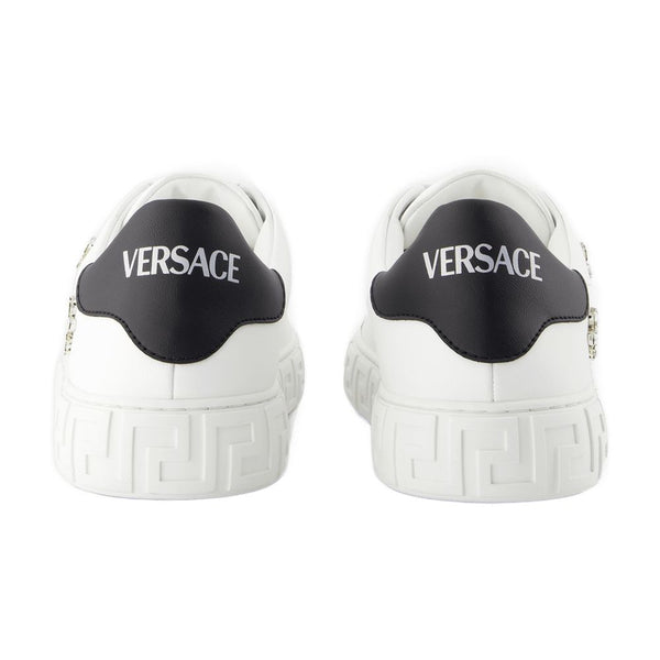 Versace Canvas and leather sneaker in white