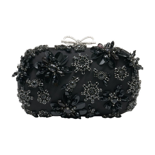 Self-Portrait Silk clutch in black