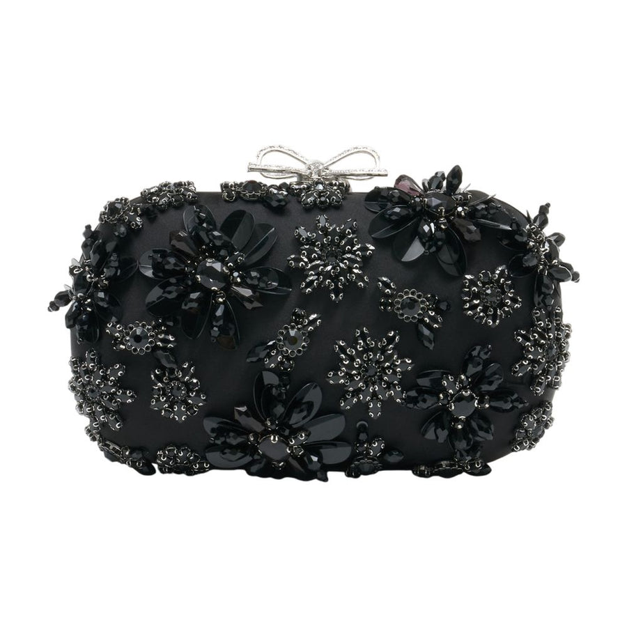 Self-Portrait Silk clutch in black