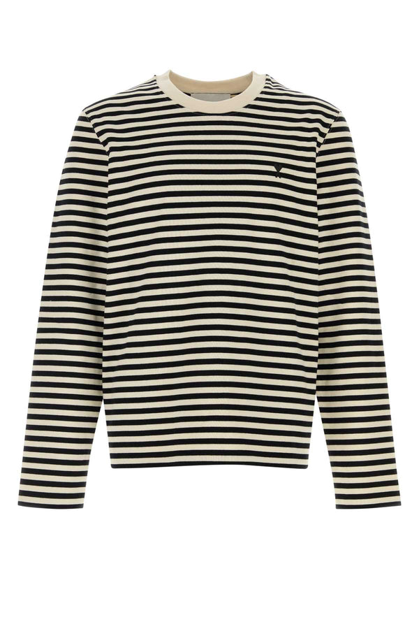 Embroidered Cotton T-Shirt Blackivory Exterior