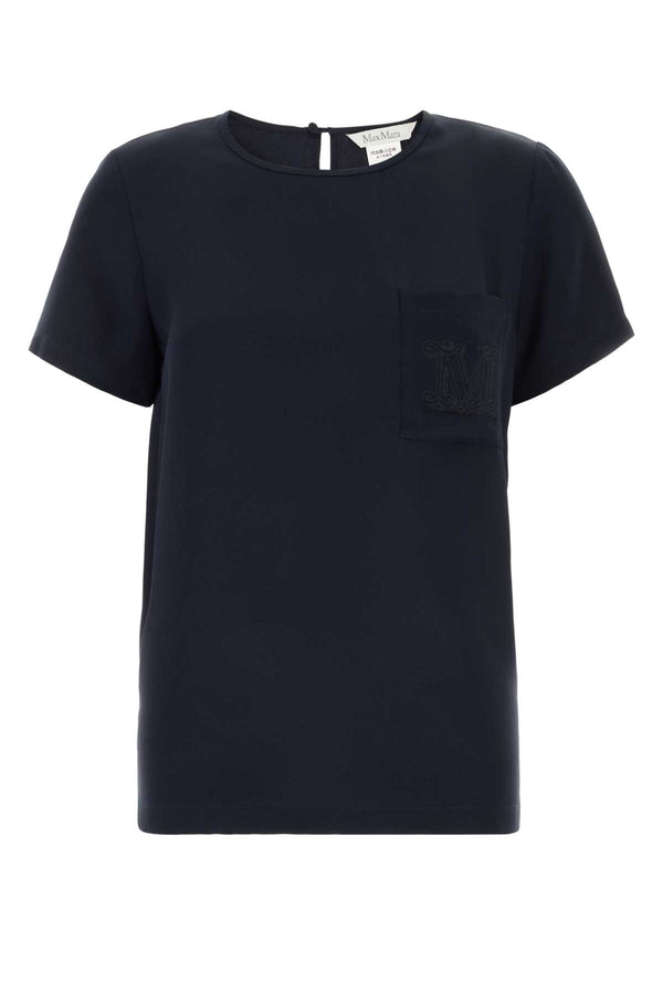 Max Mara 100% Silk t-shirt in navy