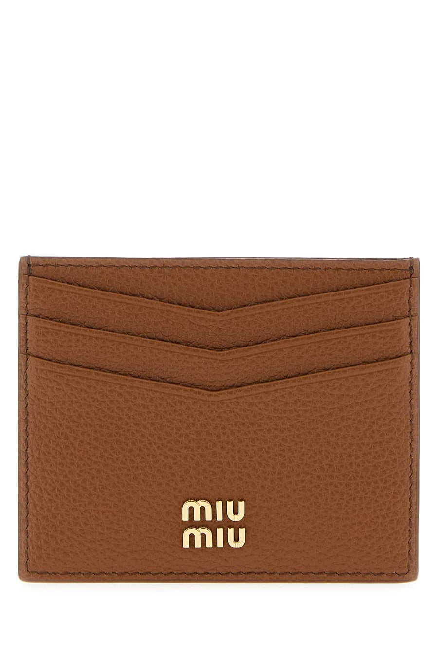 Camel Leather Card Holder Cognac Portafogli