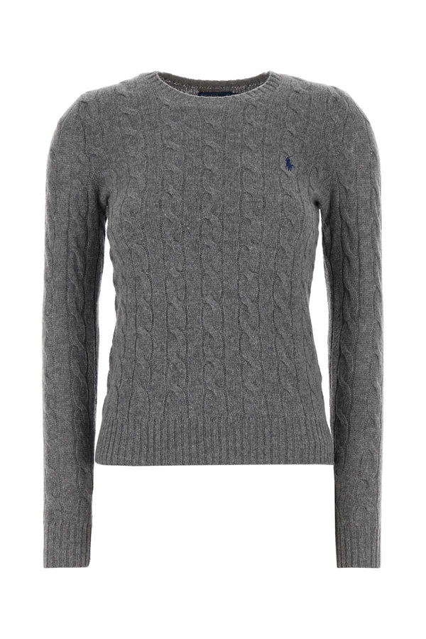 Grey Wool Blend Sweater Battaliongreyheather Exterior: Cashmere Maglieria