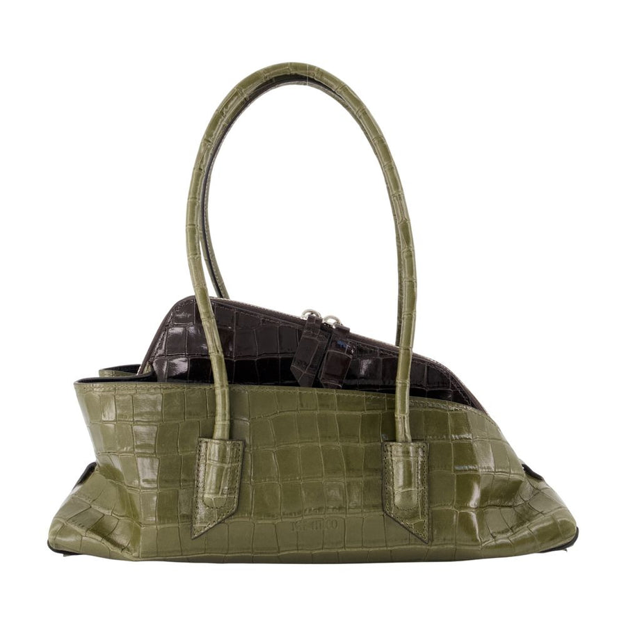 La Passeggiata Small Top Handle Bag - The Attico Leather Green Calfskin / Shoulder-hobo-bags