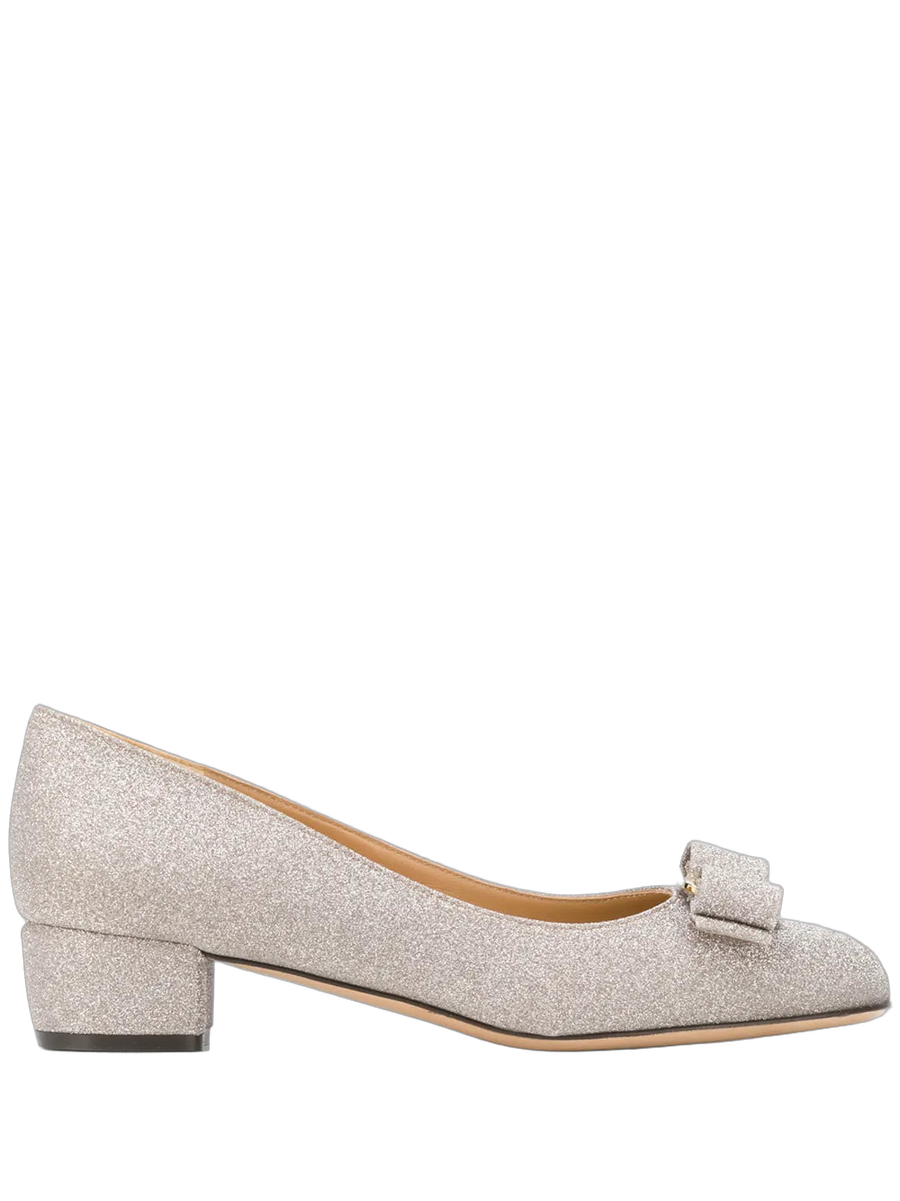 Ferragamo Glitter finish pump in gray